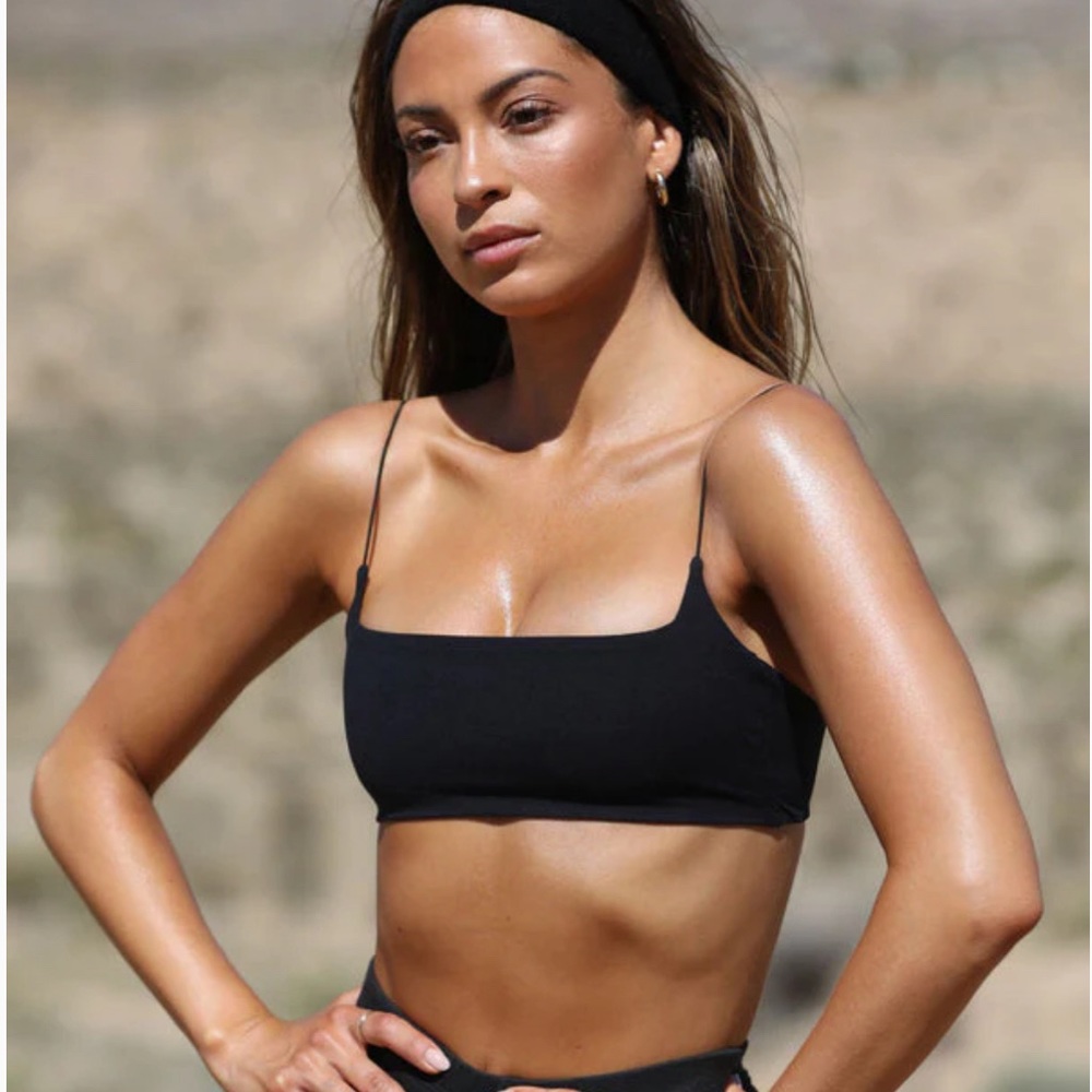Joah Brown S/M black sueded onyx corded smoothing bra